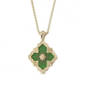 Buccellati Opera Tulle with Green Enamel Pendant Necklace