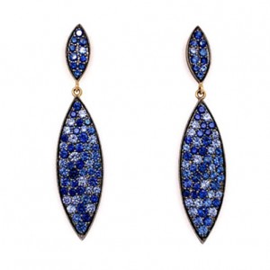 18K Black Rhodium Blue Sapphire Drop Earrings