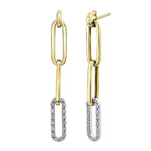 18K Diamond Paperclip Dangle Earrings