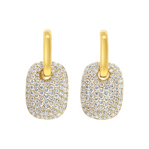 18K Pave Diamond Rectangle Drop Earrings