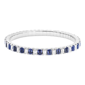 18K Diamond Blue Sapphire Expandable Bracelet