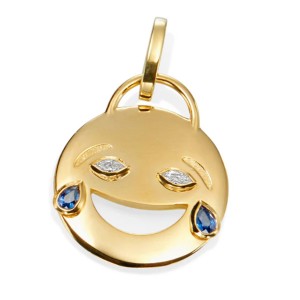18K Blue Sapphire Diamond LOL Charm Pendant