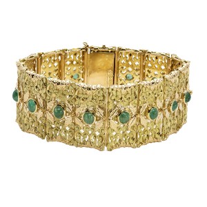 18K Emerald Cabochon Bracelet