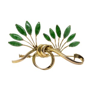 14K Jade Brooch