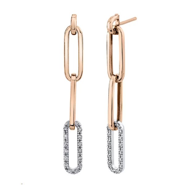 18K Diamond Paperclip Dangle Earrings