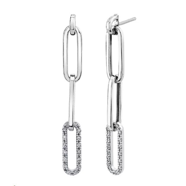 18K Diamond Paperclip Dangle Earrings