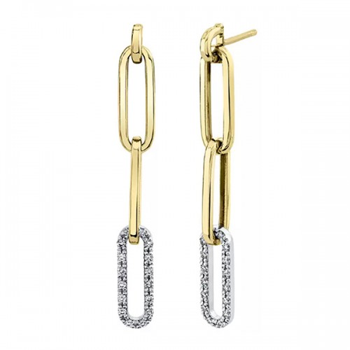 18K Diamond Paperclip Dangle Earrings