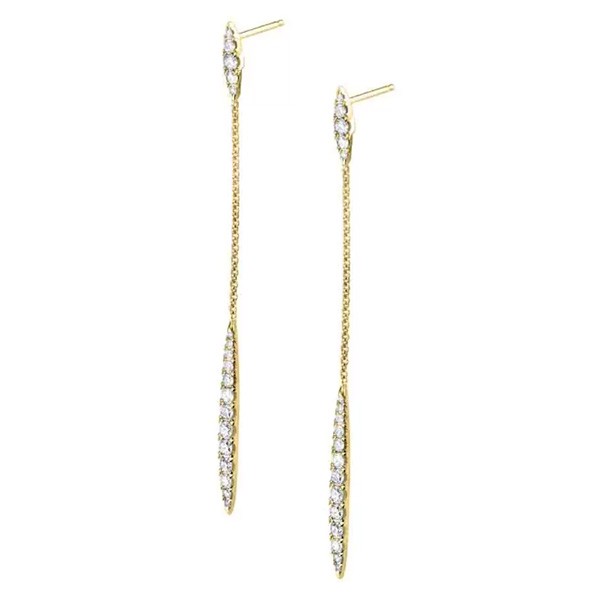 18K Long Modern Diamond Drop Earrings