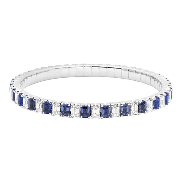 18K Diamond Blue Sapphire Expandable Bracelet