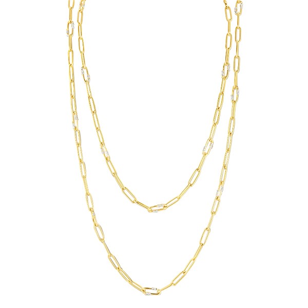 18K Diamond Mixed Paperclip Link Necklace