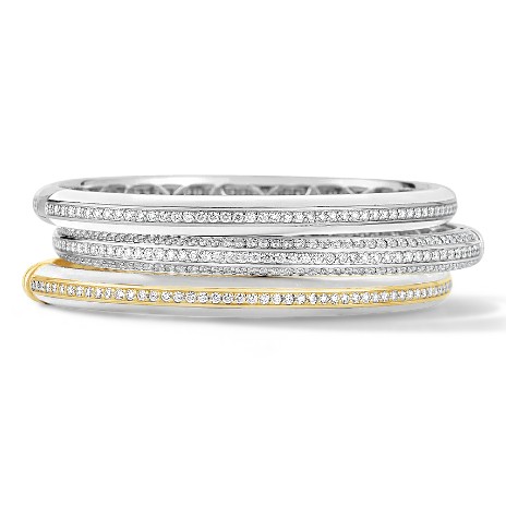 18K White Ceramic Diamond Bangle Bracelet