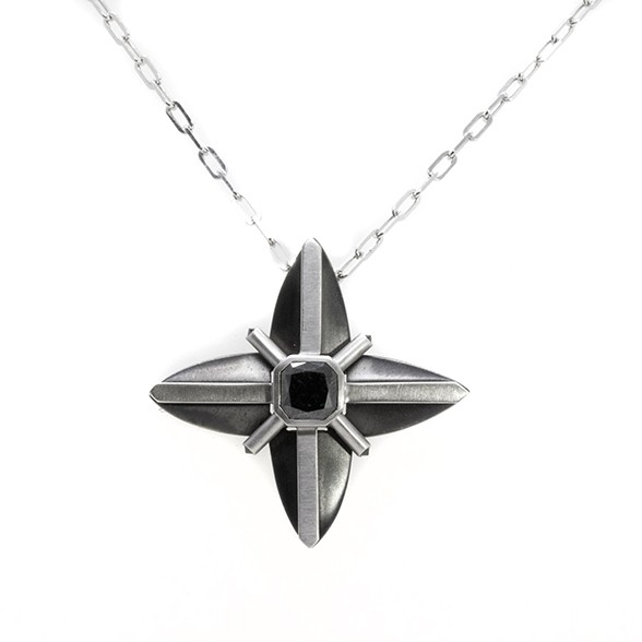 18K Black Rhodium Star Pendant on Chain