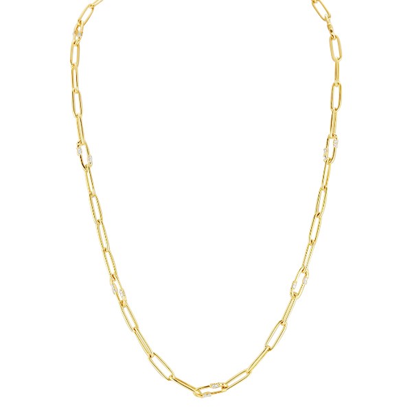 18K Diamond Mixed Paperclip Link Necklace