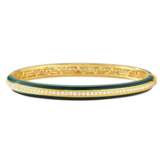 18K Teal Ceramic Diamond Bangle Bracelet