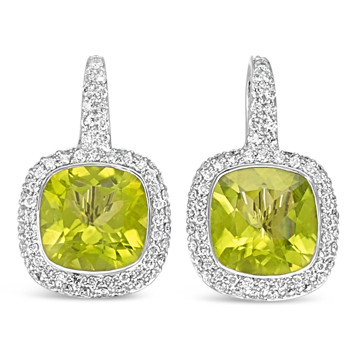 18K Peridot Pavé Diamond Earrings - 240-4723