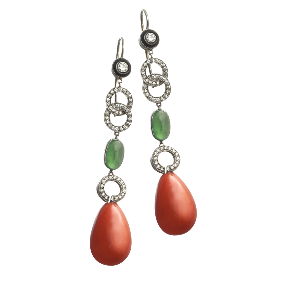 jade and coral earrings