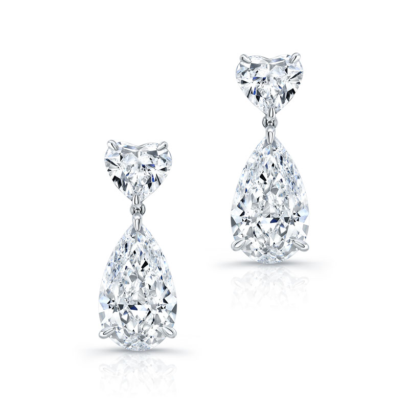 heart shaped diamond dangle earrings